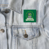 Oscar | Groen & Grouchy! Vierkante Button 5,1 Cm (In situ)