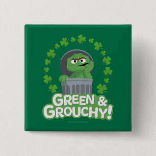 Oscar   Groen & Grouchy! Vierkante Button 5,1 Cm