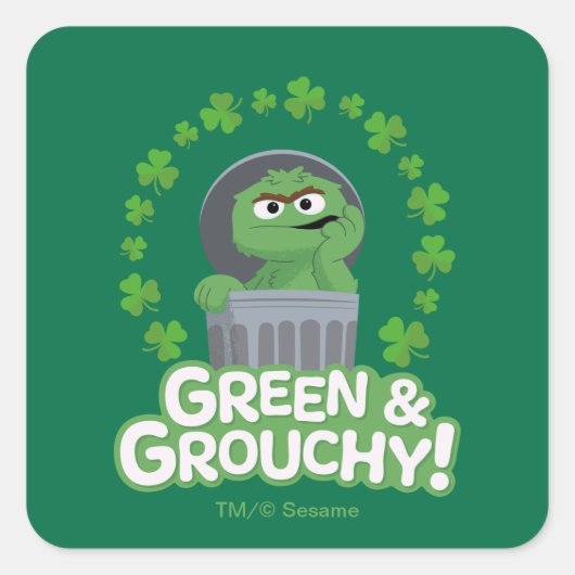 Oscar | Groen & Grouchy! Vierkante Sticker (Voorkant)