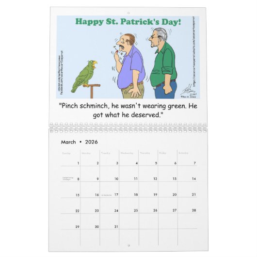 Oscar le Cartoon Parrot 2024 Calendrier (Mar 2026)