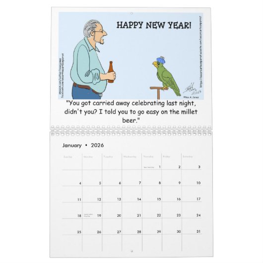 Oscar le Cartoon Parrot 2024 Calendrier (Jan 2026)