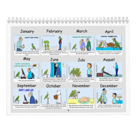Oscar le Cartoon Parrot 2024 Calendrier (Dos)