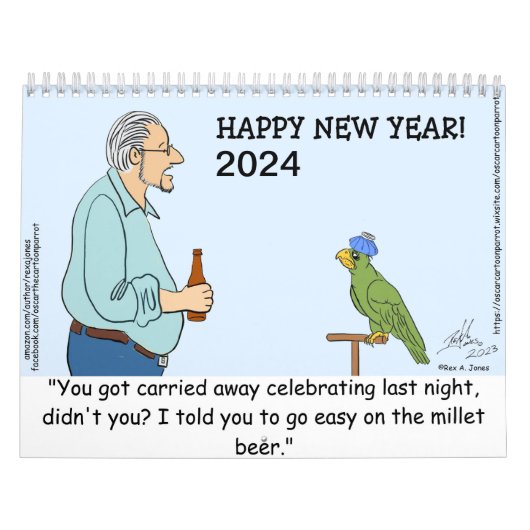 Oscar le Cartoon Parrot 2024 Calendrier (Protection)