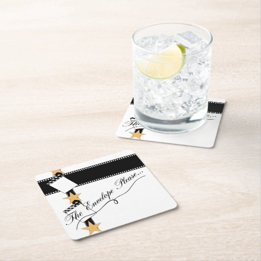 Oscar Party Square Paper Ca Vierkante Kartonnen Onderzetter (Insitu)