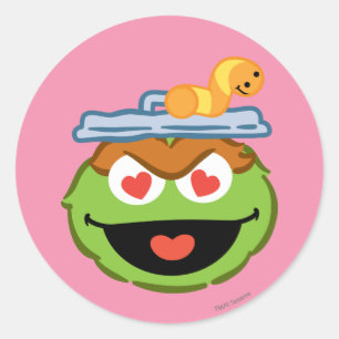 Oscar Smiling Face with Heart Shaped Eyes Ronde Sticker