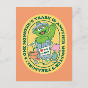 Oscar the Grouch   Monster Treasure Badge Briefkaart