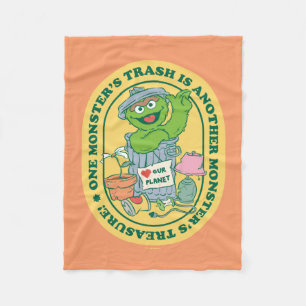 Oscar the Grouch Monster Treasure Badge Fleece Deken