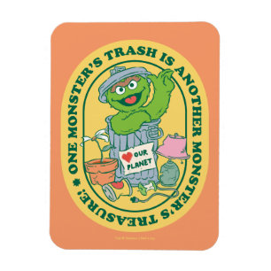 Oscar the Grouch Monster Treasure Badge Magneet