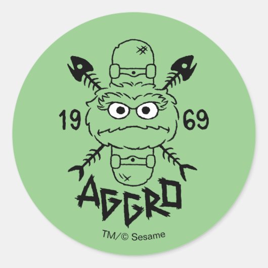 Oscar the Grouch Schaats Logo - Aggro 1969 Ronde Sticker (Voorkant)