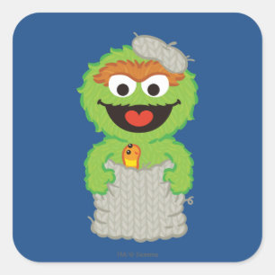Oscar the Grouch Wool Style Vierkante Sticker