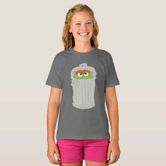 Oscar the Grouch & z'n vuilnisbak T-shirt (Voorkant volledig)
