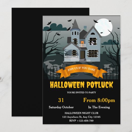 Oser Invitation de la fête d'Halloween (Devant / Derrière)