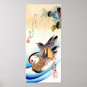 Oshidori (Mandarijnse eenden), Hiroshige Fine Art Poster