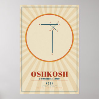 Oshkosh OSH Luchthaven Startbaankaart Poster | Ret