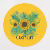 Oshun Goddess Sunflowers Étiquettes (Design 2)