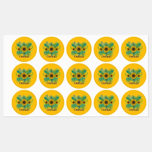 Oshun Goddess Sunflowers Labels (Vel)