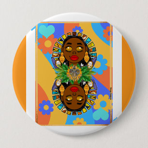 Oshun Retro Veve Bloem speelkaart Ronde Button 4,0 Cm