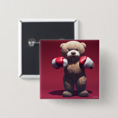 Osito boxeador vierkante button 5,1 cm (Voorkant /achterkant)
