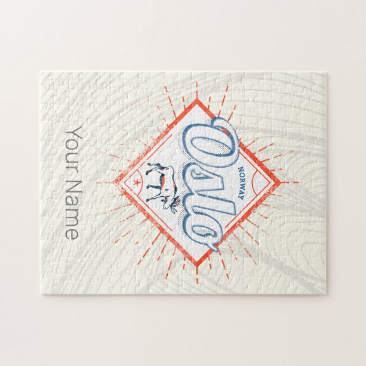 Oslo Hoofdstad Noorwegen Retro Moose Souvenir Legpuzzel (Horizontaal)