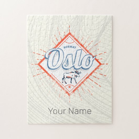 Oslo Hoofdstad Noorwegen Retro Moose Souvenir Legpuzzel (Verticaal)