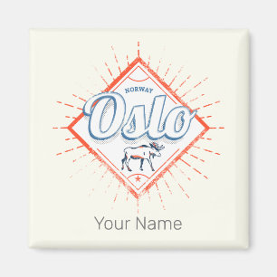 Oslo Hoofdstad Noorwegen Retro Moose  Souvenir Magneet