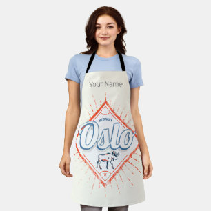 Oslo Hoofdstad Noorwegen Retro Moose Souvenir Schort