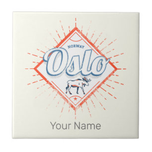 Oslo Hoofdstad Noorwegen Retro Moose Souvenir Tegeltje