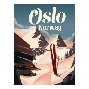 Oslo Noorwegen reis ski poster