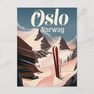 Oslo Noorwegen reis ski poster Feestdagenkaart