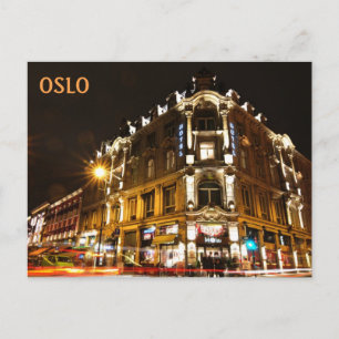 Oslo, Noorwegen 's nachts Briefkaart