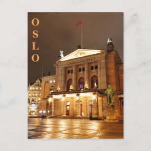 Oslo, Noorwegen 's nachts Briefkaart