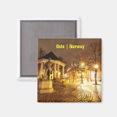 Oslo, Noorwegen 's nachts Magneet (Voorkant / Achterkant)
