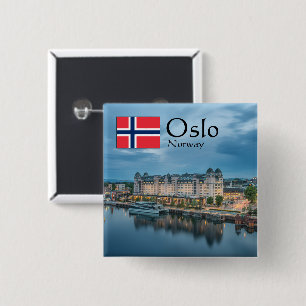 Oslo Noorwegen Vierkante Button 5,1 Cm