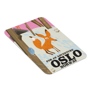 Oslo Noorwegen vos vintage reisposter Magneet