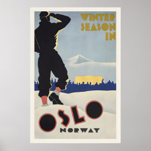 Oslo Norvège Affiche Vintage - Impression encadrée