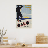 Oslo Norvège Affiche Vintage - Impression encadrée (Cuisine)