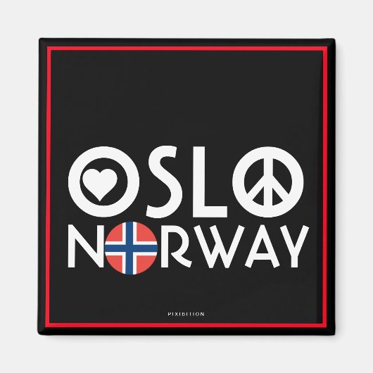 Oslo Norvège Aimer la paix Magnet 4 (Devant)