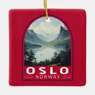 Oslo Norway Travel Art Vintage Keramisch Ornament