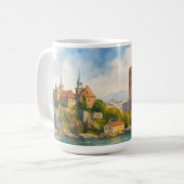 Oslo Norway Watercolor, Scandinavian Cityscape Art Koffiemok (Voorkant links)