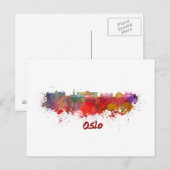 Oslo skyline in waterverf briefkaart (Voorkant / Achterkant)