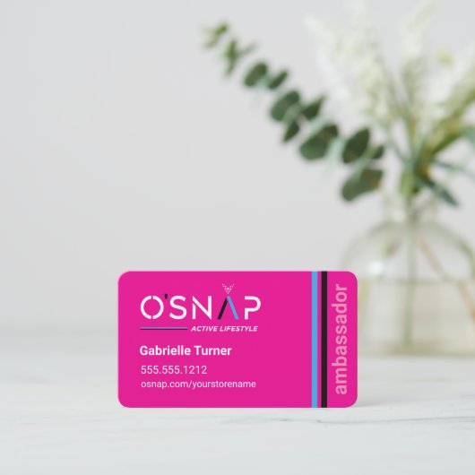 O'Snap Magenta Rectangle Visitekaartje (Staand voorkant)