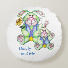 OSo Schattige "Daddy and Me" Bunny Round Pillow Rond Kussen
