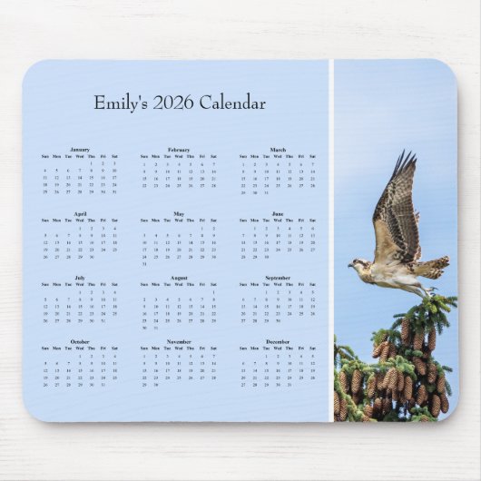 Osprey - Customizable full year 2026 calendar Muismat (Voorkant)