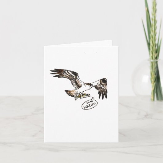 "osprey & fish," small, 4x5.6" blank greeting card kaart (Voorkant)