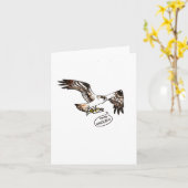 "osprey & fish," small, 4x5.6" blank greeting card kaart (Gele Bloem)