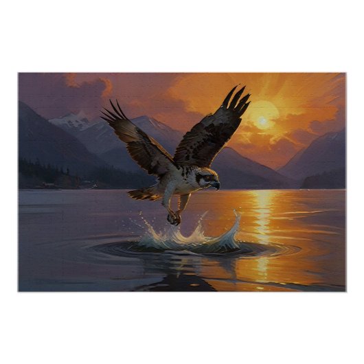 Osprey maakt een vangst in de schemering perfect poster (Voorkant)