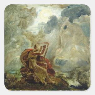 Ossian vult de gedistilleerde dranken op vierkante sticker