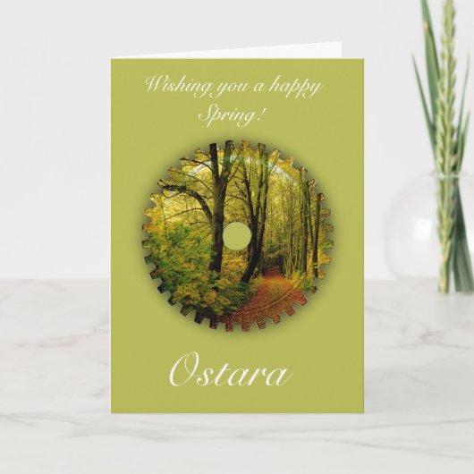 Ostara Lente Zonnewende met lente landschap Kaart (Voorkant)