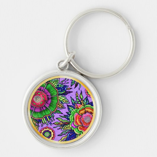 OSTARA: Mystieke Paars- Maximalistische Kunstsleut Sleutelhanger (Voorkant)