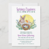 Ostara Spring Equinox Bunny & Bird Nest Sabbat Kaart (Voorkant)